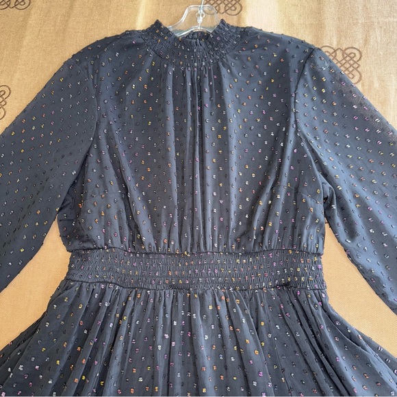 Torrid NWT! Mini Rainbow Clip Dot Blouson Sleeve Dress In Black Size 00 (M/L) - Picture 7 of 15